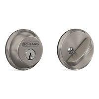 Schlage Single-Cylinder Round Deadbolt Door Lock, AAA, Satin Nickel Front_Three_Fourths_Angled_Right