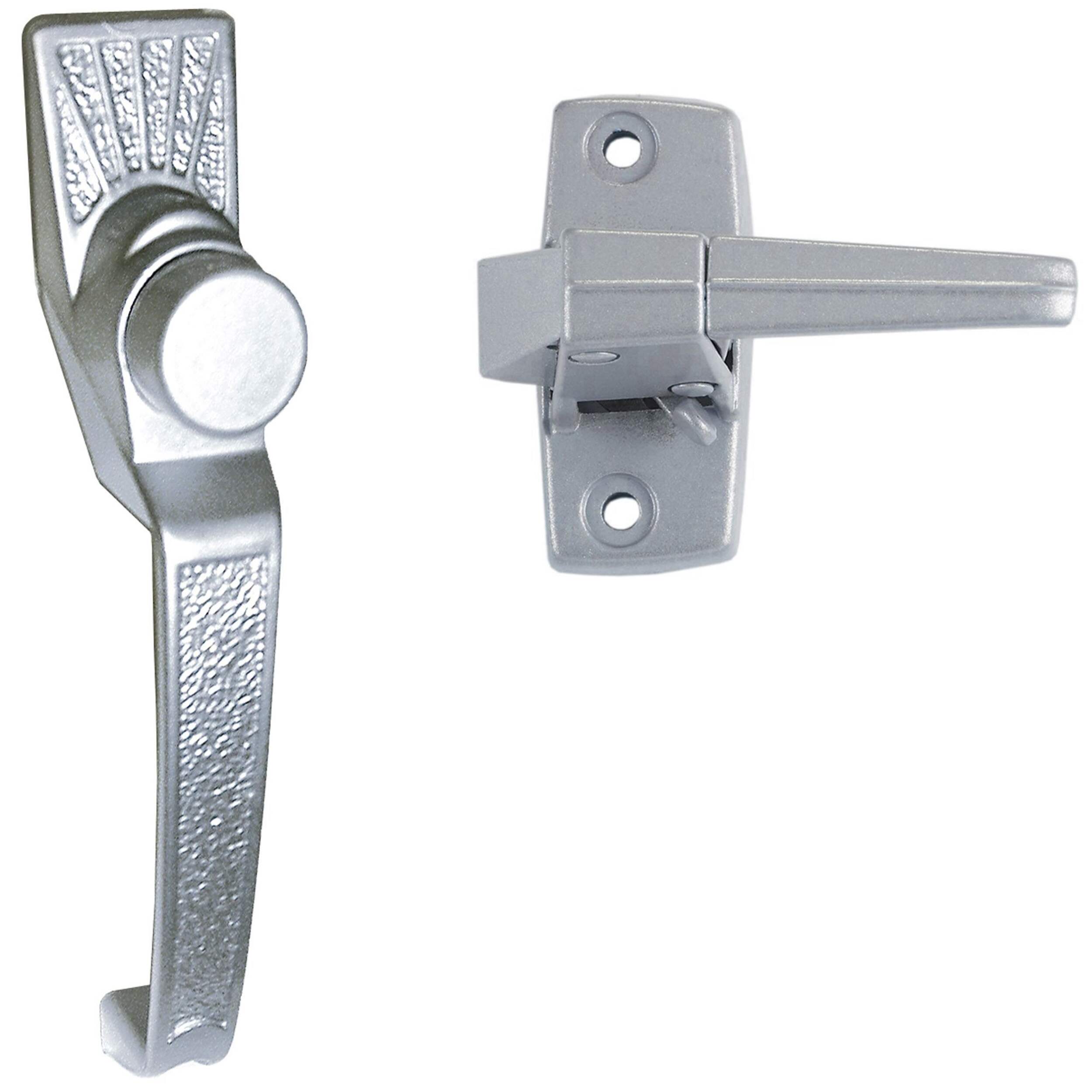 Ideal Security Storm Door Push Button Latch, Silver Composite_or_Mixed
