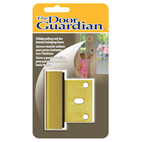 The Door Guardian Child Proof Lock for Inwards Swinging Door, Brass Front_Flat