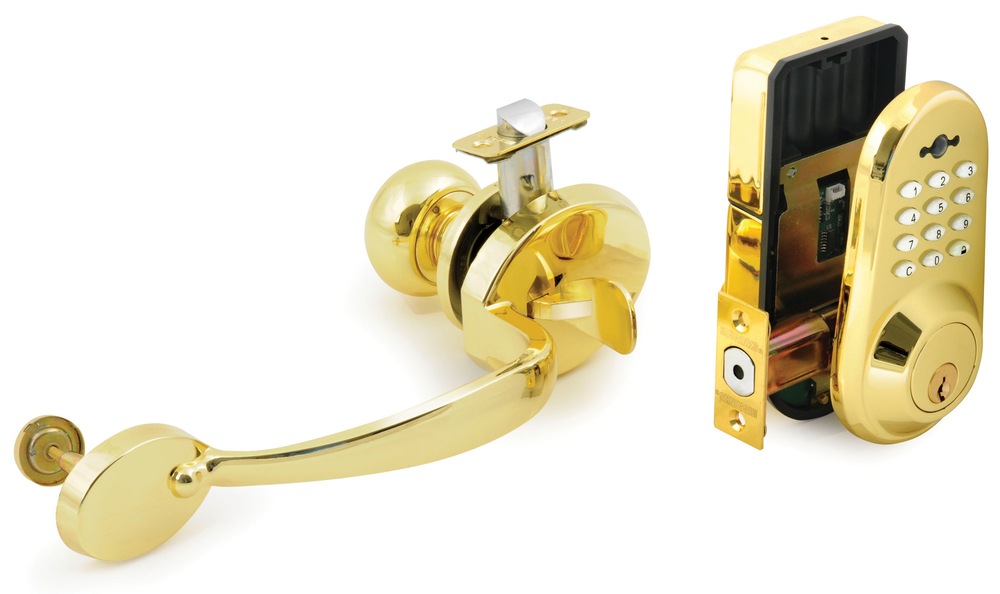 Brinks Keyless Entry Lock & Door Handle, Gold Canadian Tire
