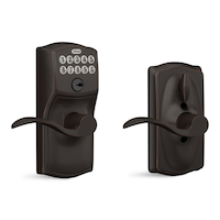 Schlage Camelot Electronic Keypad with Accent Lever, Rated AAA Security, Aged Bronze