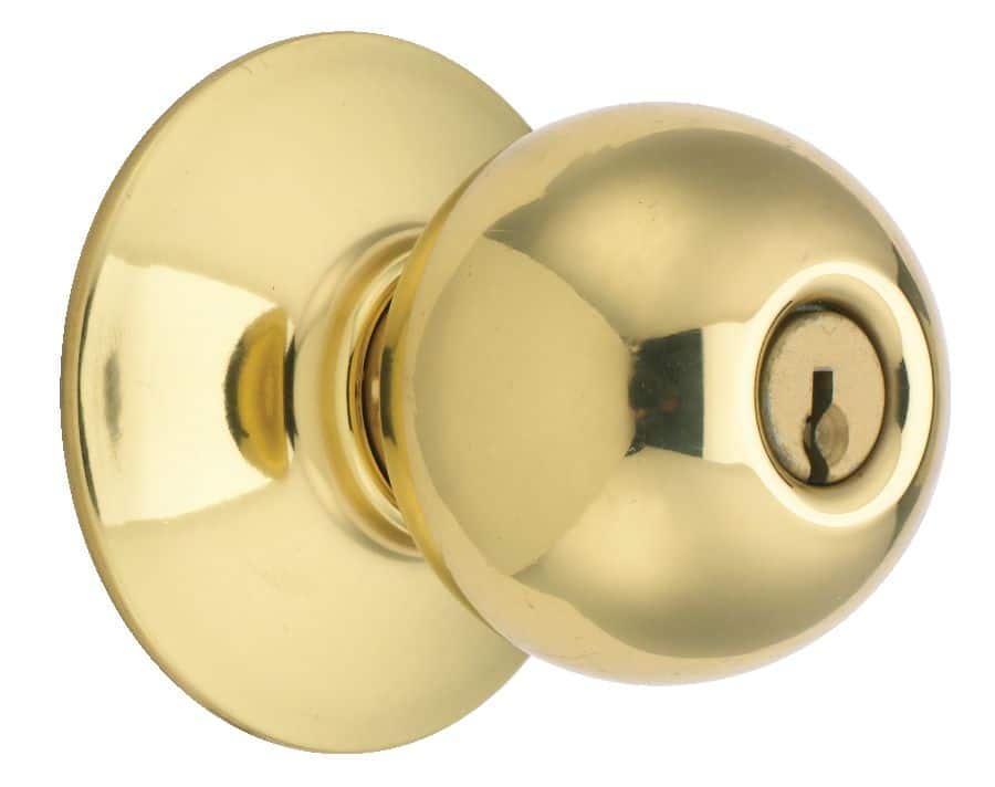 Schlage Orbit Privacy Door Knob Handle Set, Polished Brass