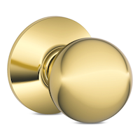 Schlage Orbit Hall and Closet Passage Door Knob, Lifetime Warranty, Bright Brass Front_Three_Fourths_Angled_Right