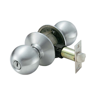 Schlage Orbit Keyed Entry Door Knob, Satin Chrome Front_Angled_Left