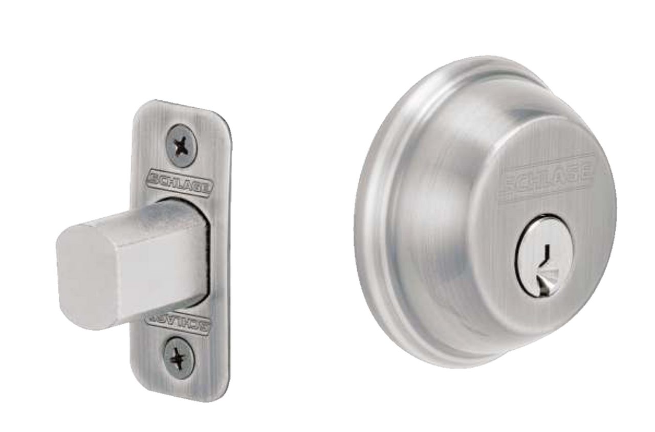 Schlage Single-Cylinder Maximum-Security Round Deadbolt Door Lock,  Stainless-Steel