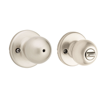 Weiser Yukon Privacy Locking Door Knob for Bedroom and Bathroom Doors, Satin Nickel Front_Angled_Right