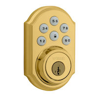 Weiser SmartCode Electronic Lock, Polished Brass Front_Angled_Right
