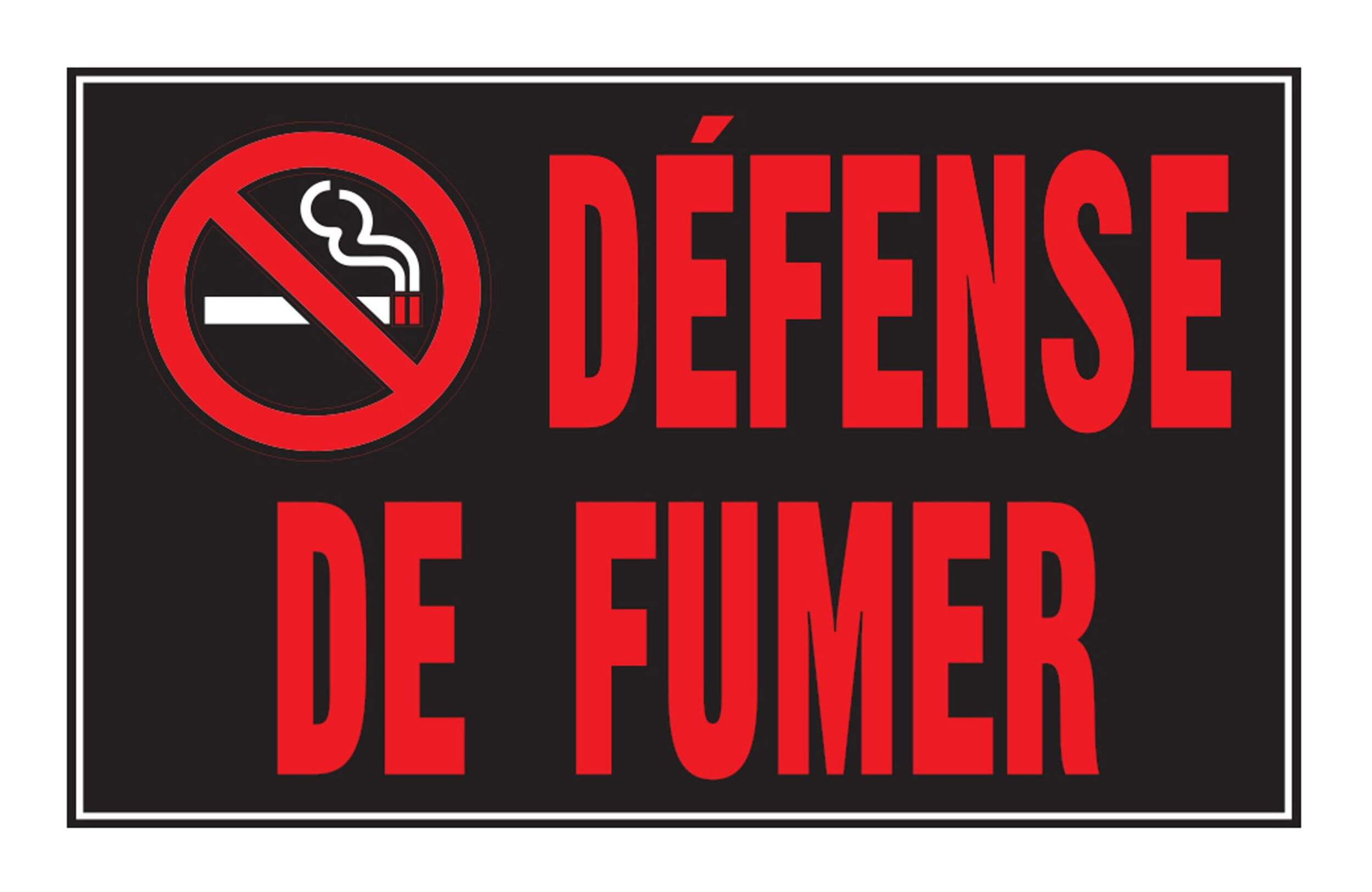 Hillman Self-Adhesive Défense de Fumer Sign, French, 8 x 12-in, Black/Red/White Front_Flat