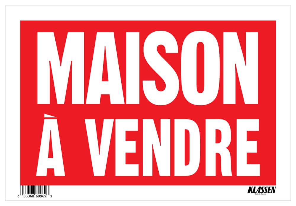 Klassen Maison A Vendre Sign (French), 8 x 12in Canadian Tire