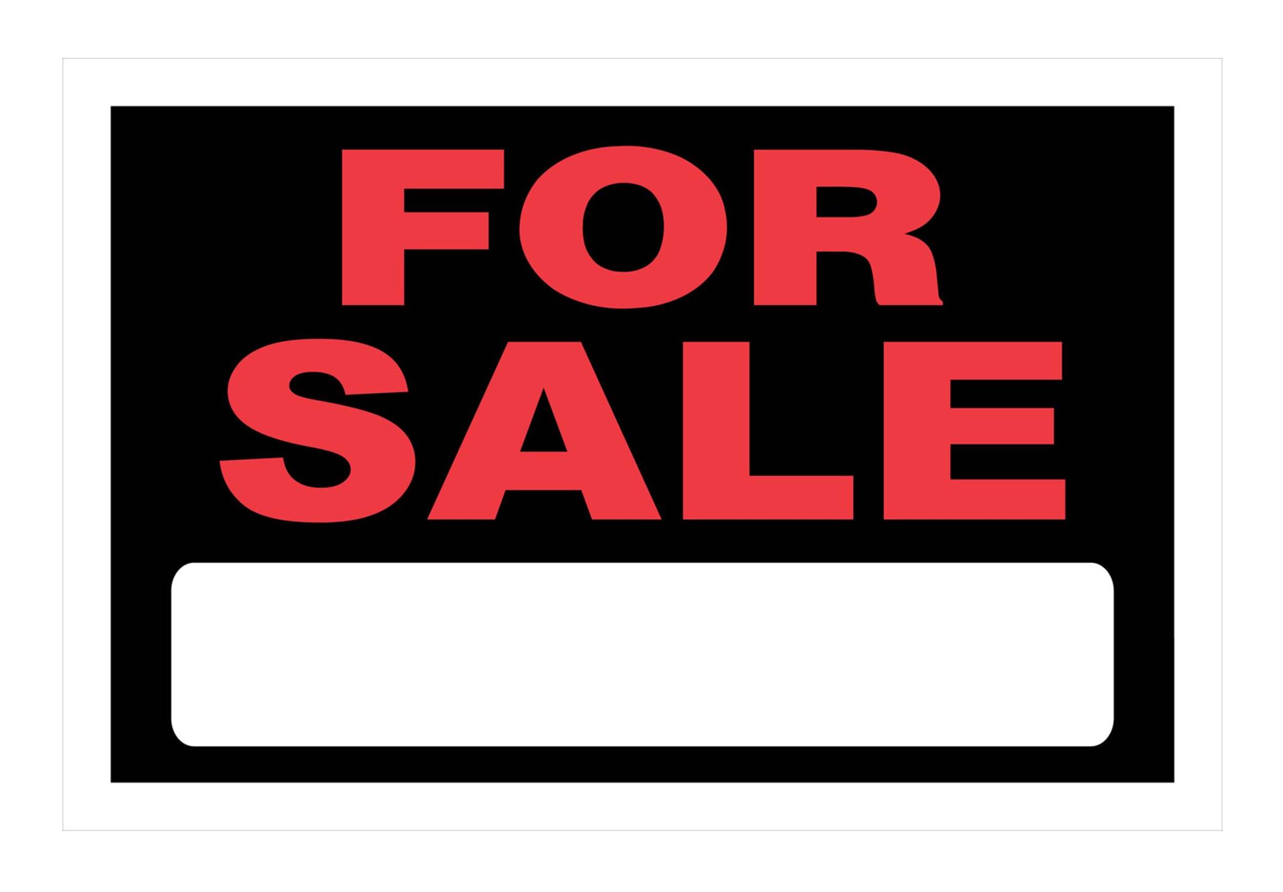 Affiche For Sale auto-adhésive Hillman, 9 x 12 po, noir/rouge/blanc Front_Flat