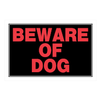 Hillman Self-Adhesive Beware Of Dog Sign, 8 x 12-in, Black/Red/White Front_Flat