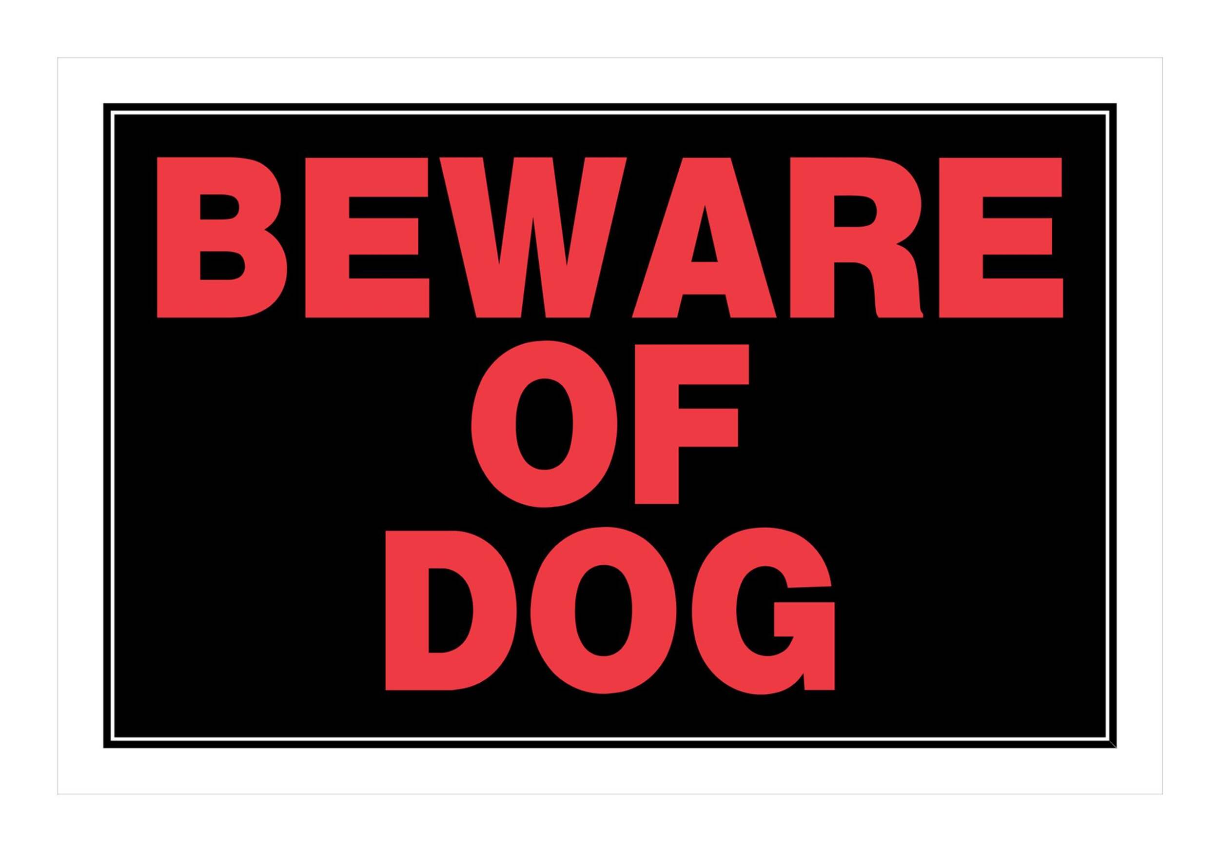 Hillman Self-Adhesive Beware Of Dog Sign, 8 x 12-in, Black/Red/White Front_Flat