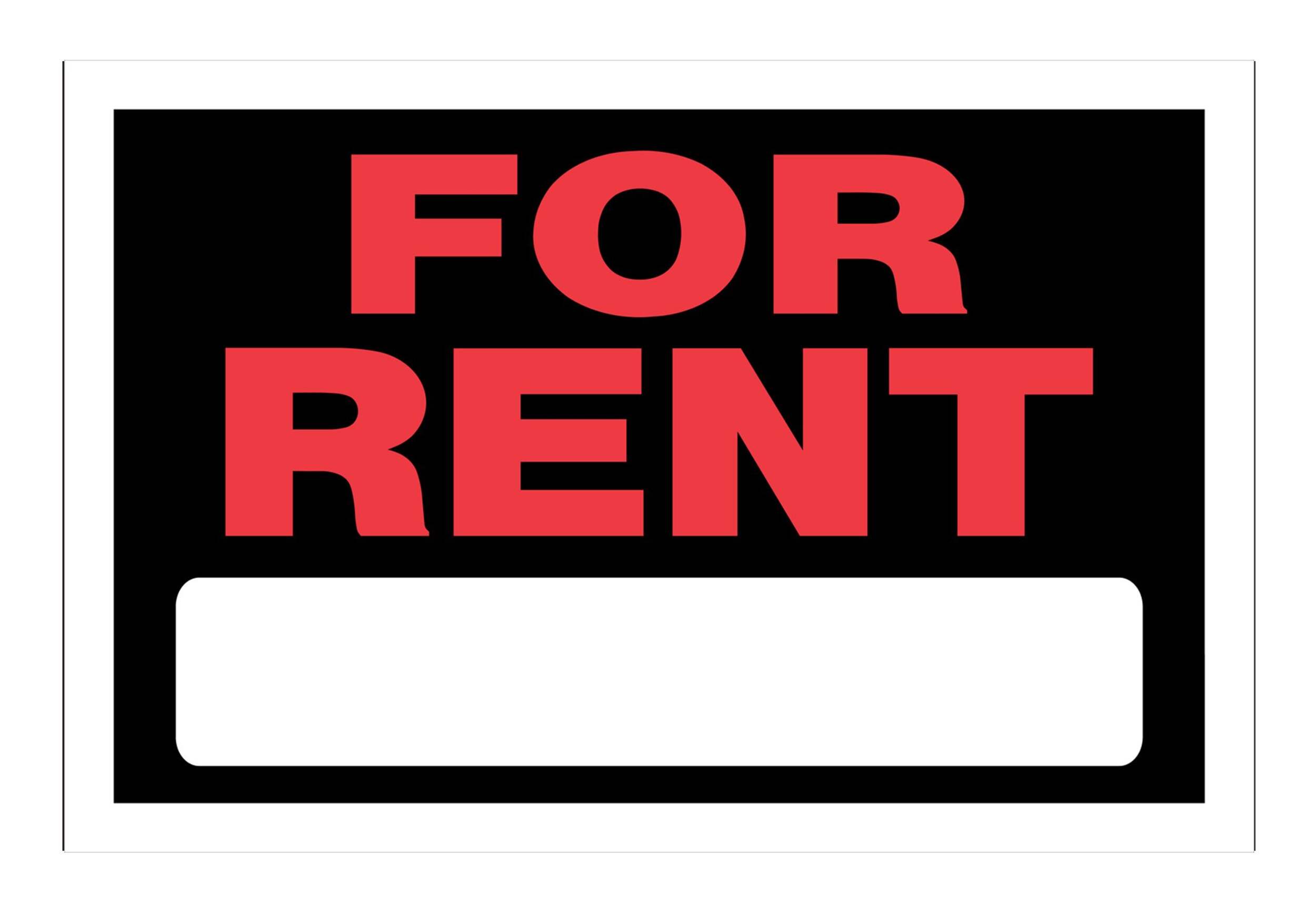 Hillman Self-Adhesive For Rent Sign, 8 x 12-in, Black/Red/White Front_Flat