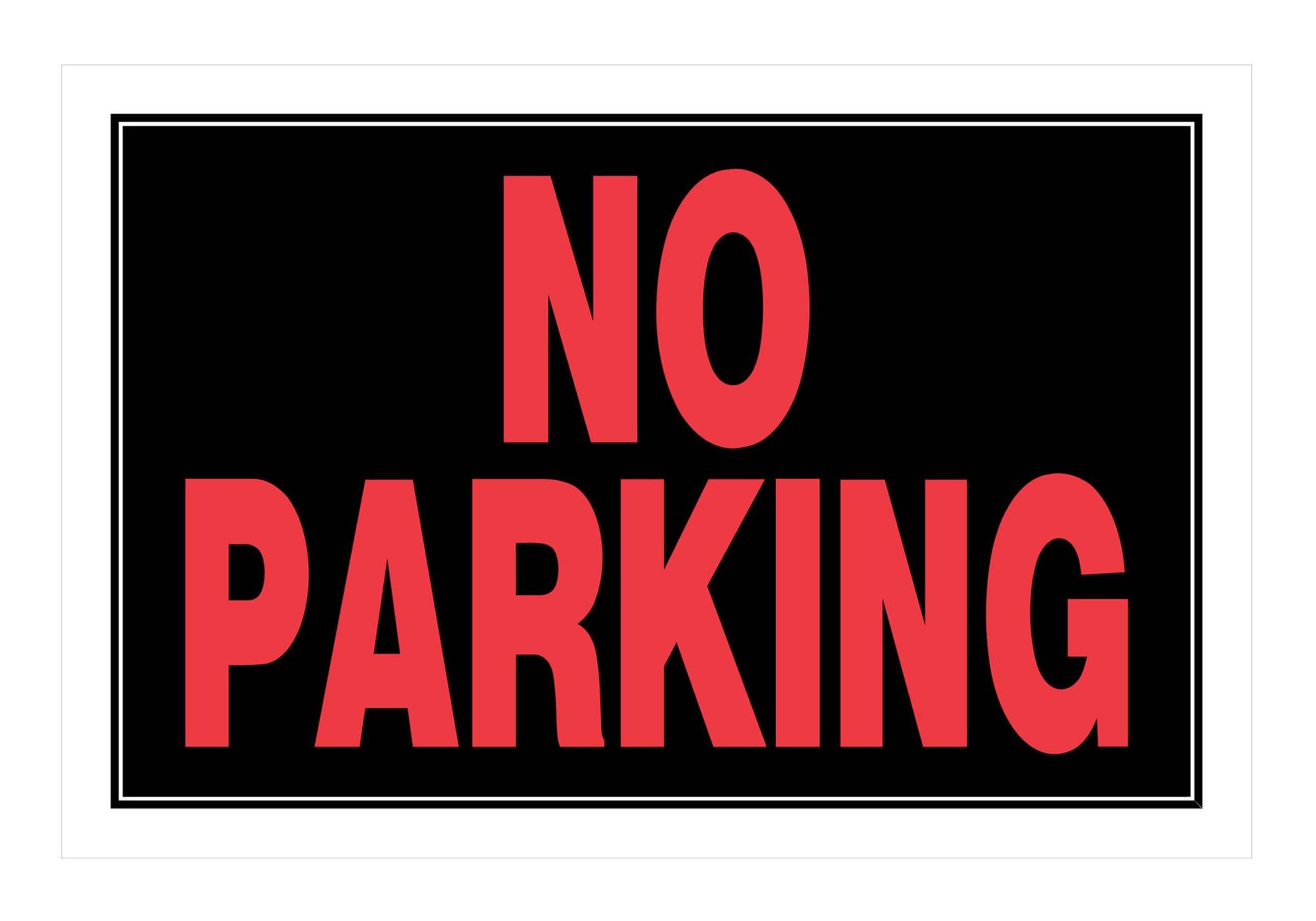 Hillman Self-Adhesive No Parking Sign, 8 x 12-in, Black/Red/White Front_Flat