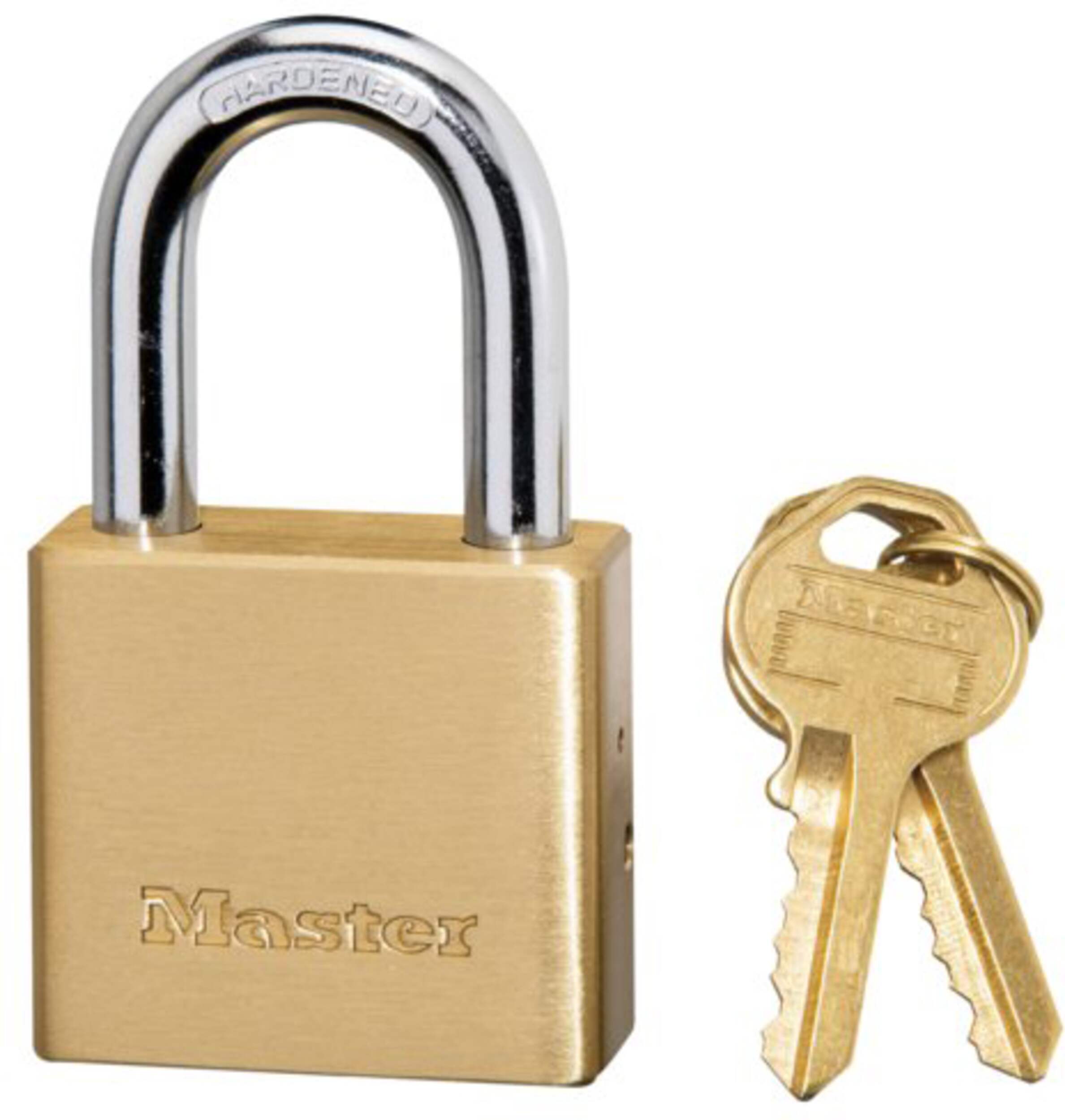 Master Lock 38mm-Wide Solid Body Keyed Padlock with 24mm Shackles, Brass Composite_or_Mixed