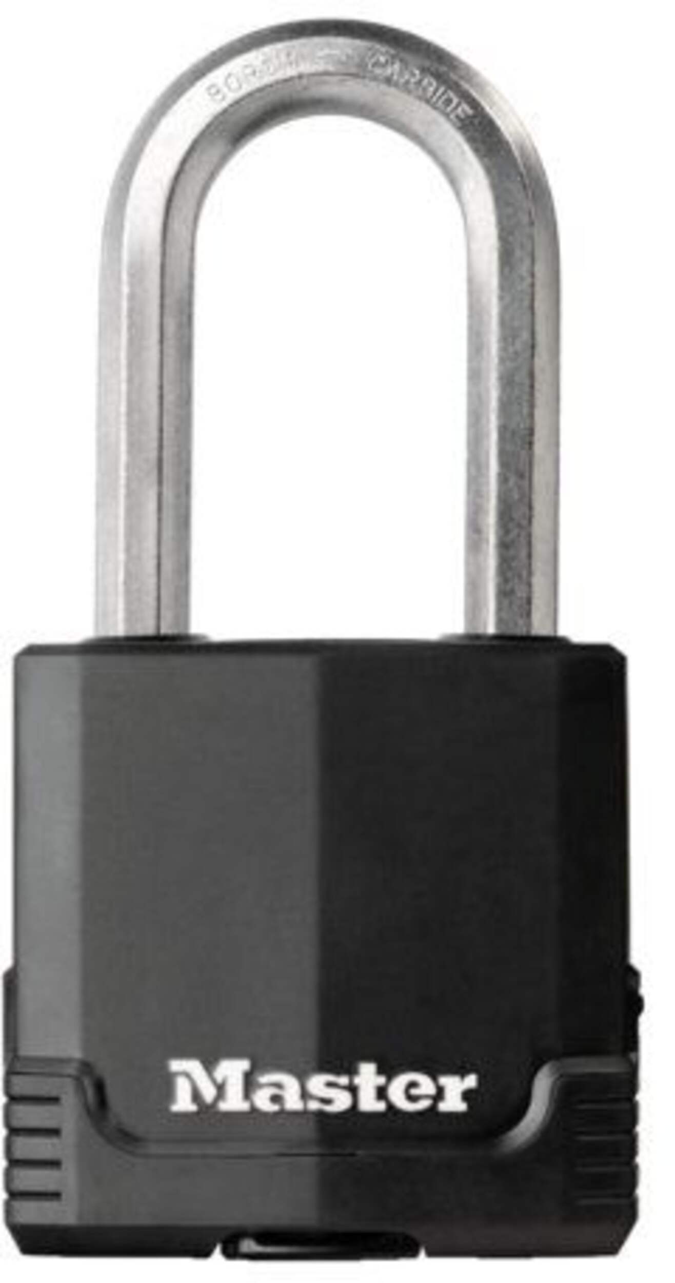 Master Lock 54mm-Wide Laminated Magnum Covered Steel Keyed Padlock with 51mm Shackles, Black Front_Flat