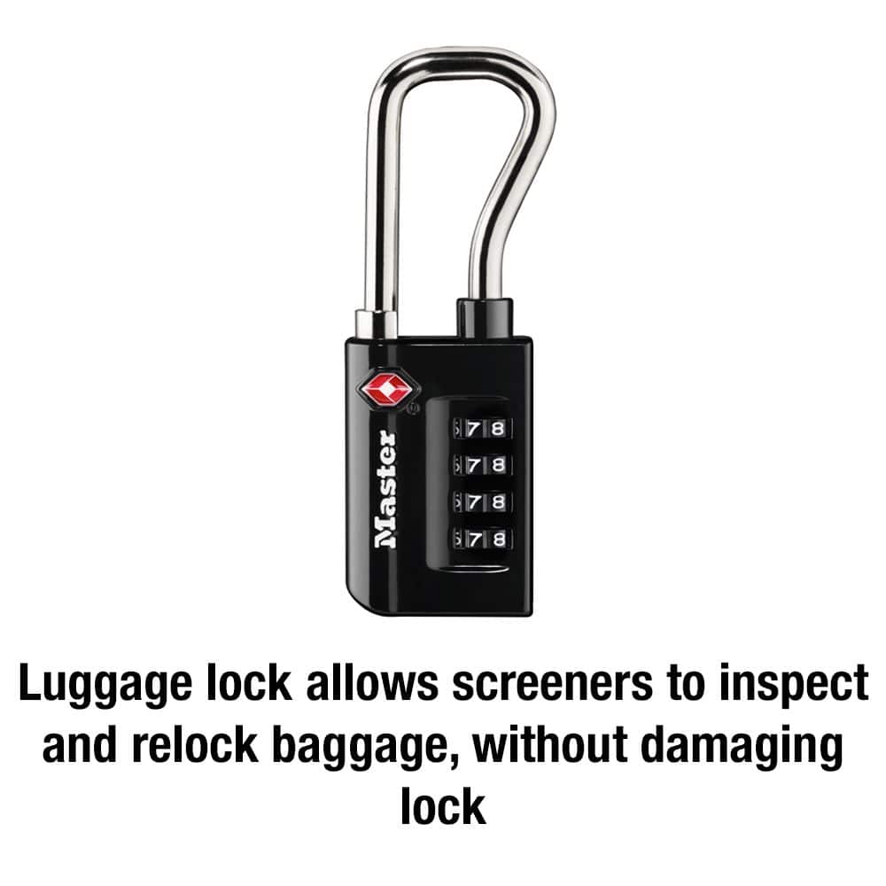 Master Lock 35mm-Wide Resettable Text-Combination 4-Dial TSA Luggage Lock,  Black