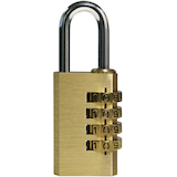 Garrison 28.5mm-Wide Resettable Numeric-Combination 4-Dial Solid Body Padlock, Brass Front_Flat