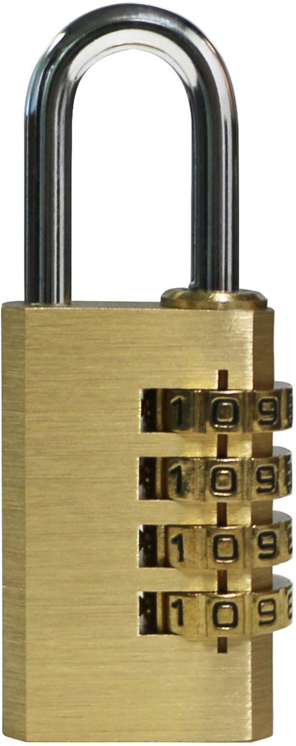 Cadenas massif à combinaison numérique à 4 chiffres réinitialisable Garrison, largeur de 28,5 mm, laiton Front_Flat