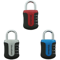 Wordlock 45mm-Wide Resettable Text-Combination 4-Dial Sport Padlock, Assorted Colours Front_Flat