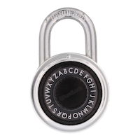 Wordlock RLR 50mm-Wide Resettable Text-Combination Dial Padlock, Silver Front_Flat