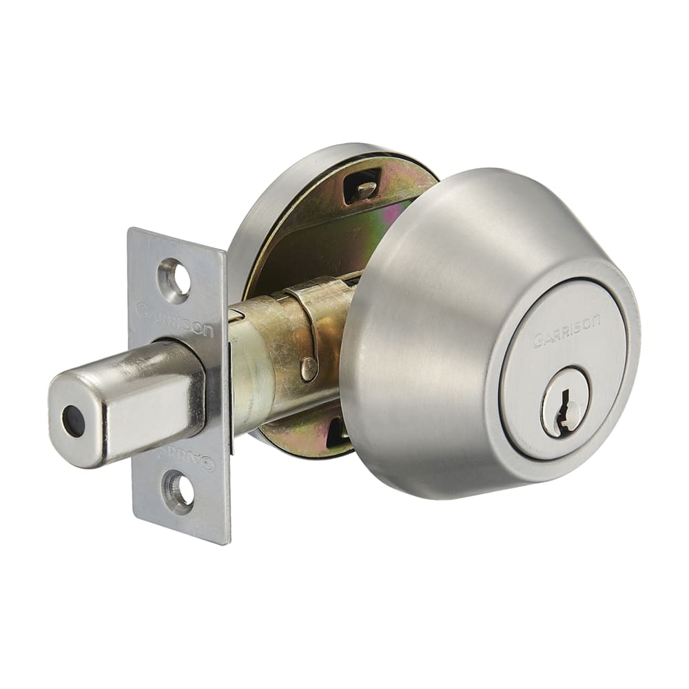 Garrison Single-Cylinder Round Deadbolt Door Lock, Stainless-Steel ...