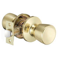 Garrison Passage Tulip Door Knob Handle Set, Polished Brass Front_Angled_Right