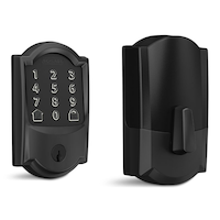 Schlage Encode Smart WiFi Deadbolt with Camelot Trim, Rated AAA Security, Matte Black Front_Three_Fourths_Angled_Right