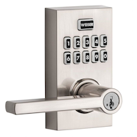 Weiser Smartcode 10 Keypad Door Lock with Handle, Keyless Deadbolt Lock, Satin Nickel Front_Angled_Right