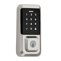 Serrure intelligente d'entrée à pêne dormant sans clé Wi-Fi Weiser Halo avec clavier tactile pour Alexa d'Amazon et Assistant Google, nickel satiné