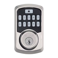 Weiser Aura Bluetooth Door Lock, Deadbolt with Keypad and Keyless Entry, Satin Nickel Front_Flat
