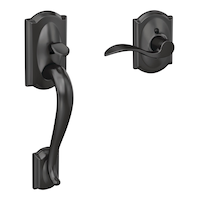 Schlage Camelot Front Entry Handleset with Accent Door Lever, Lifetime Warranty, Matte Black