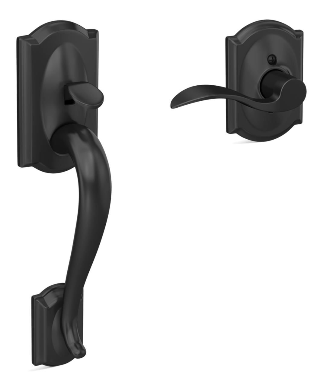 Schlage Camelot Bottom Grip Handle Set with Lever, Matte Black