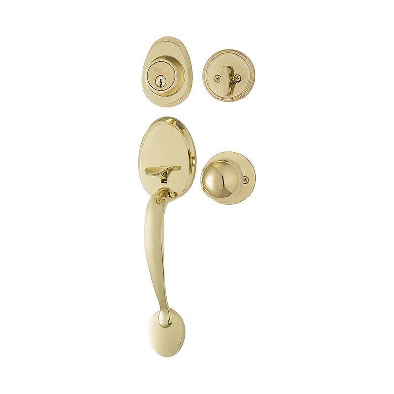 Garrison Grip Handle Set, Door Knob & Deadbolt Lock Set, Polished Brass ...