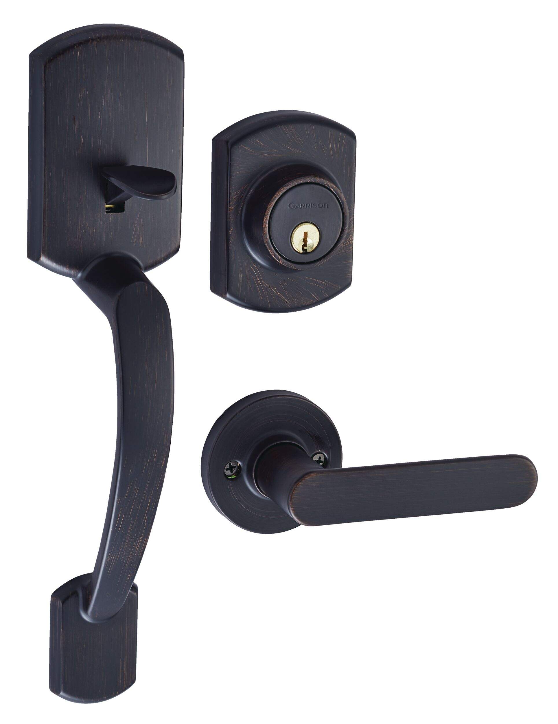 Garrison Contemporary Grip Handle Set & Deadbolt Door Lock Set with Lever, Oil Rubbed Bronze Front_Angled_Right