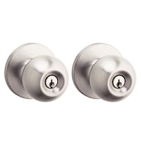 Poignée de porte verrouillable boule double à clé Garrison, acier inoxydable Front_Angled_Right