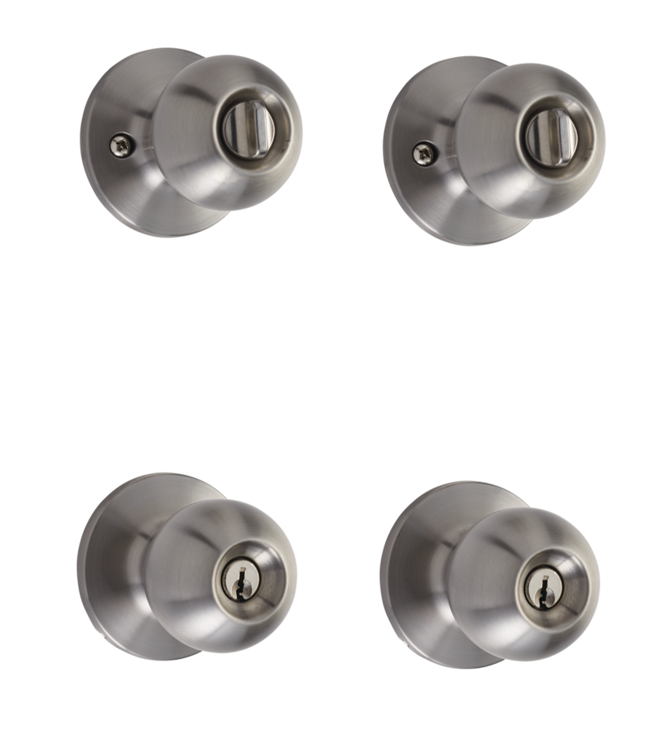 Garrison Keyed Ball Twin Door Knob Lock Set, StainlessSteel Canadian