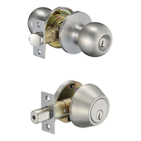Garrison Ball Door Knob & Deadbolt Lock Combo Pack, Stainless-Steel