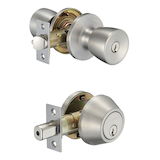 Poignée tulipe et serrure à pêne dormant Garrison, acier inoxydable Front_Angled_Right