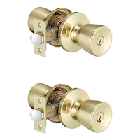 Poignée de porte double tulipe Garrison, laiton poli Front_Angled_Right