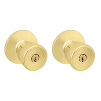 Poignée de porte tulipe et serrure à pêne dormant Garrison, laiton poli Front_Angled_Right