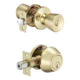 Poignée de porte tulipe et serrure à pêne dormant Garrison, laiton poli Front_Angled_Right