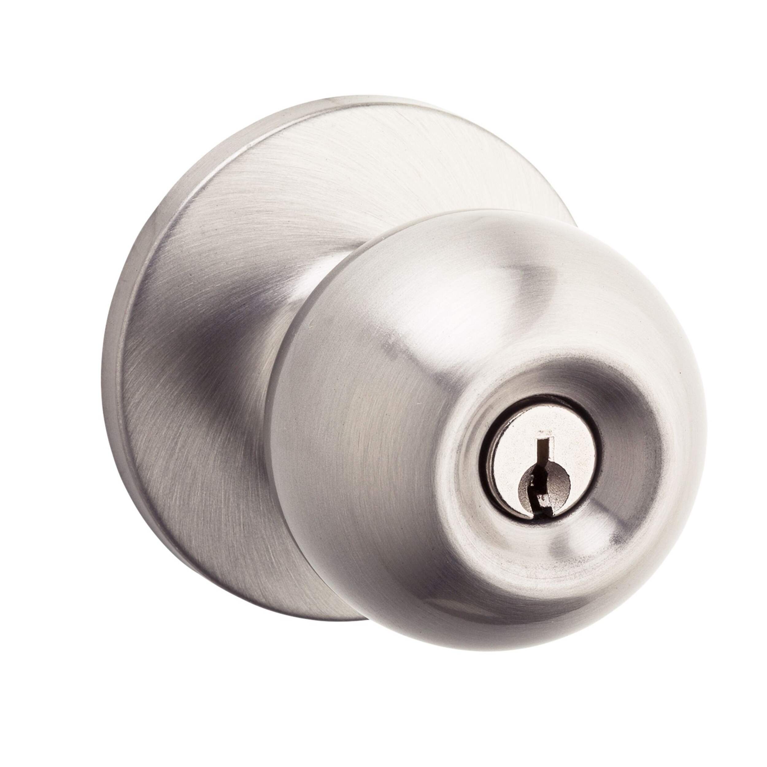 Garrison Entry Keyed Ball Door Knob Lock Set, Stainless Steel Front_Angled_Right