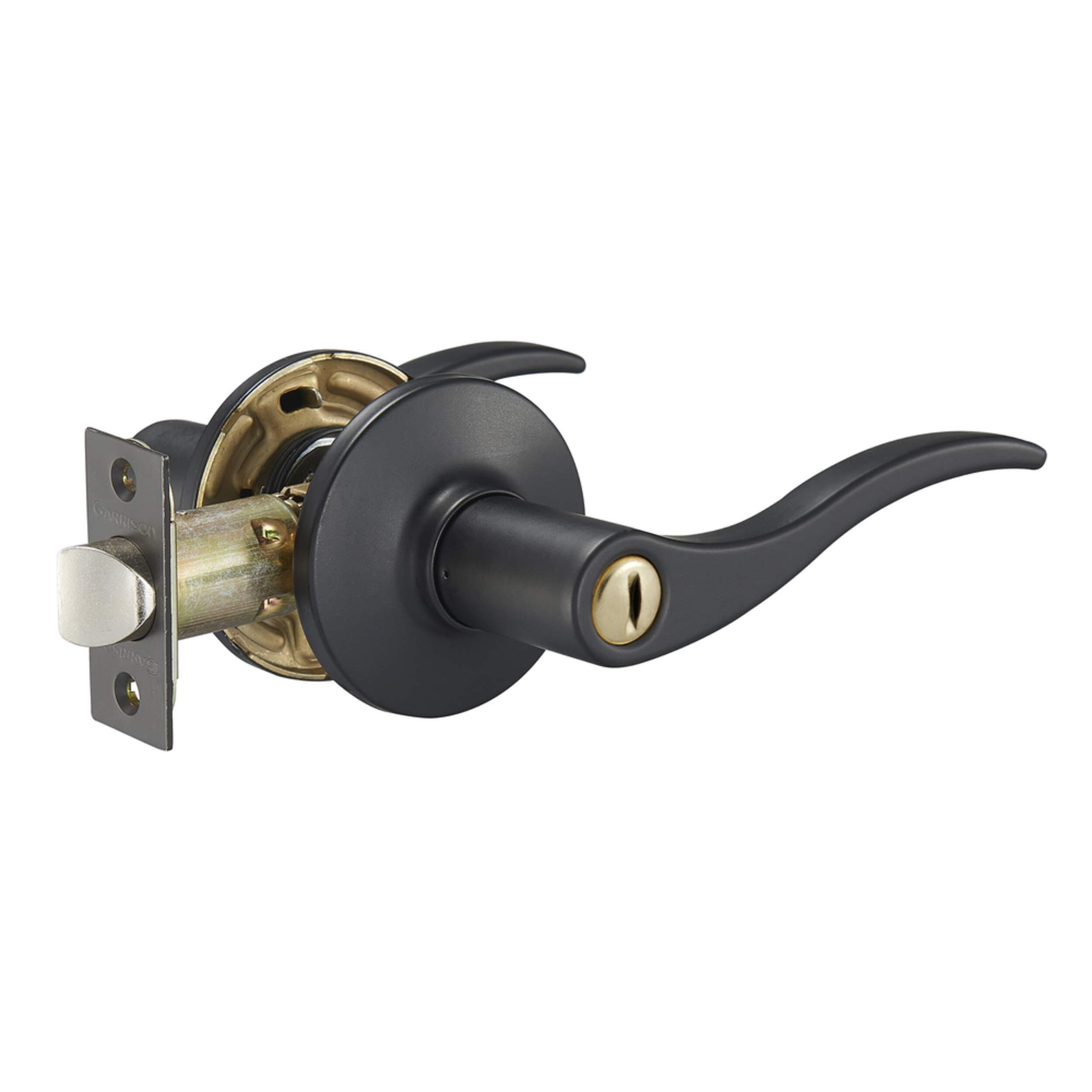 Poignée de porte levier avec serrure classique Garrison Juran, noir mat Front_Angled_Left