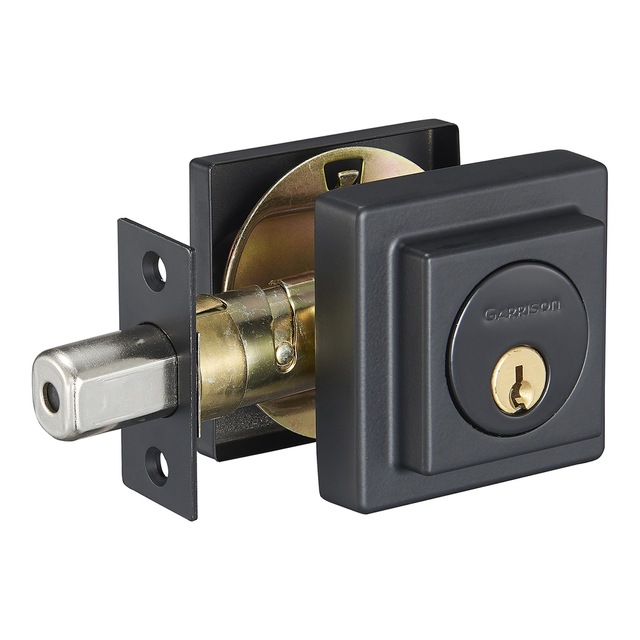 Garrison Contemporary SingleCylinder Square Deadbolt Door Lock, Matte