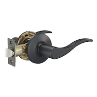 Poignée à levier pour porte de corridor Garrison Juran, noir mat, conception incurvée pour portes de couloir et de placard