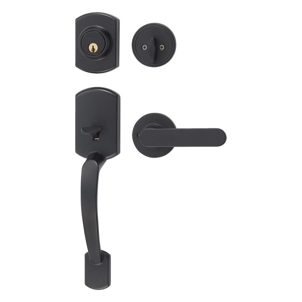 Garrison Modern Grip Handle Set & Deadbolt Door Lock Set with Straight