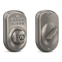 Schlage Plymouoth Electronic Keypad Deadbolt, Rated AAA Security, Satin Nickel Front_Three_Fourths_Angled_Right
