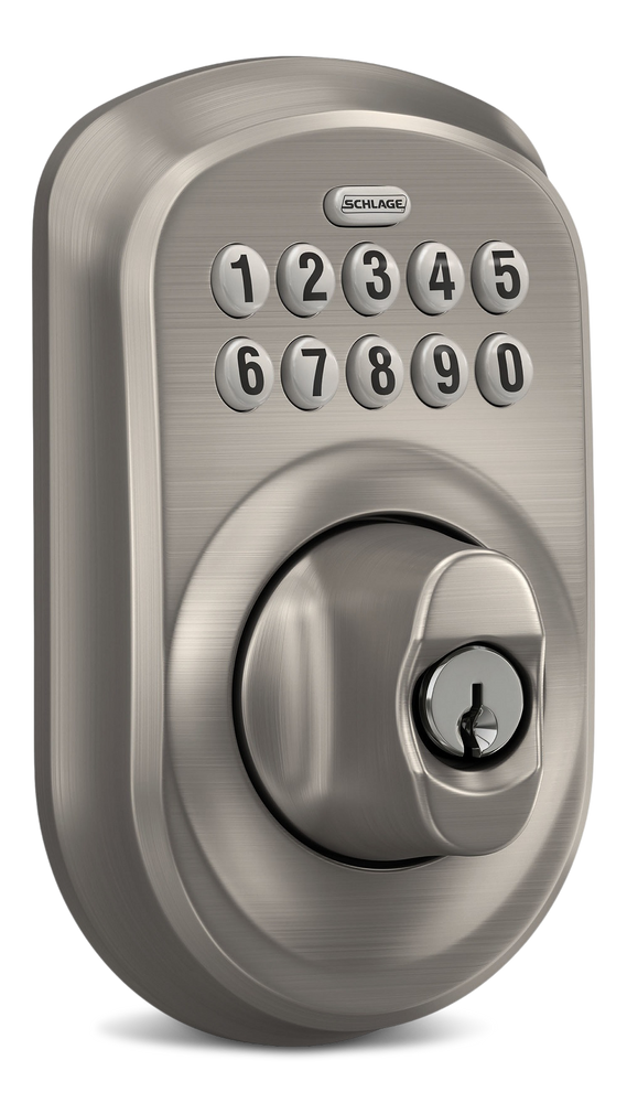 Schlage Plymouth Trim Electronic Keypad Deadbolt Door Lock, Satin