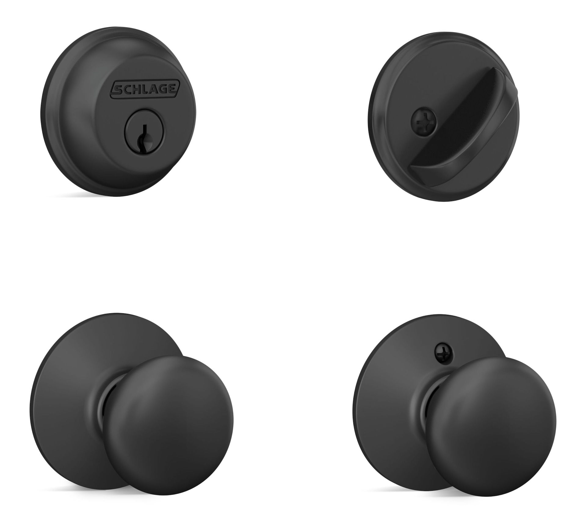 Schlage Deadbolt and Plymouth Passage Door Knob Combo, Lifetime